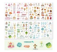 Comunione, Figli di Set di 4 Adesivi Per Bambini, Album Fotografico Neonato Sticker, Adesivi Per Bambini, Adesivi Divertent Per Animale, Adatti Per Album per Neonati/Battesimi/Scrapbook