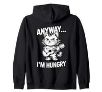 Comunque Sono Affamato a Suonare Guitar Cat Felpa con Cappuccio