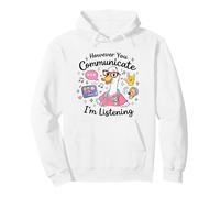 Comunque tu Comunicazione STO ascoltando AAC SLP Goose Silly Felpa con Cappuccio