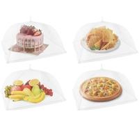 COMVASTARS 4 PCS Copertura Alimentare Pieghevoli,Coprivivande a Rete Pieghevole Coprivivande in Rete Protezione per Mosche Perfetta per Cibo Frutta Barbecue Picnic Resistente a Zanzare Mosche(Bianca)