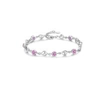 comvastars Argento DonnaBracciale DonnaArgentoBraccialetti di cristallo Bracciale Donna Argento a Cuore Regolabile Regali di compleanno e Natale per lei Viene fornito con una scatola regalo(rosa)