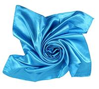 COMVIP Donna Raso di seta Solid Piazza Summer Beach Bandana Foulard 90 * 90cm Cielo blu