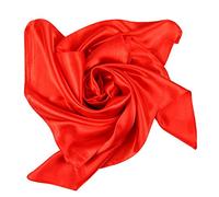 COMVIP Donna Raso di seta Solid Piazza Summer Beach Bandana Foulard 90 * 90cm Rosso