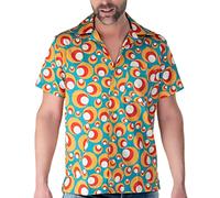 Comycom Camicia a maniche corte "Dots" - Camicia colorata per il tempo libero da uomo con colletto a risvolto in stile retrò per la discoteca o come camicia hawaiana, Multicolore, XXL