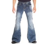 COMYCOM Jeans a Zampa d'elefante da Uomo con Lavaggio Acid Wash Star Random, W32/L36