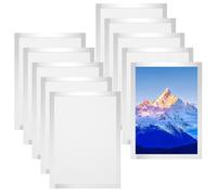 Comzantor 10 Pezzi Cornice Magnetica A4, Cornici Magnetiche Adesive da Parete, Cornice per Pittura a Diamante, Cornice Informativa Autoadesiva per Mettere a Avvisi Foto Manifesti Poster (Argento)