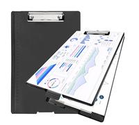 Comzantor Cartelline Portadocumenti A4, Porta Documenti, Cartellina, Cartella in Plastica, Appunti con Coperchio e Tasca, Portablocco Rigida con Pinza, per Scuola, Ufficio e Biblioteca(Nero)