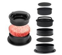 Comzantor Pressa Hamburger Professionale 3 in 1, Antiaderente Stampo per Hamburger in ABS Plastica, Macchina per Hamburger con Manico, per Fare Barbecue, Patty, Polpette, Cheeseburger, Manzo Verdure