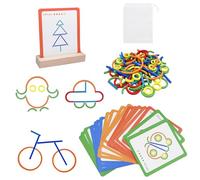 Comzantor Puzzle Creativi in Legno, Giochi Montessori, Giocattoli Educativi, 120 Nastoncini e Anelli in Legno con 20 Carte, Forma Colore Macthing Gioco, Giocattolo per Bambini a Partire Dai 3 anni