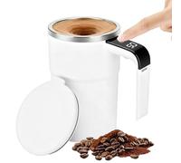 con agitazione automatica: bicchiere per bevande con agitazione automatica, alimentata a batteria, manico ergonomico in acciaio , miscelazione morbida e costante senza cucchiaio per