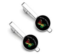 con bandiera a farfalla della Guyana Guyanese per uomo, fermacravatta rotondo in argento, Set di 2 per anniversario di matrimonio