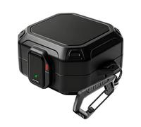 (con blocco di sicurezza) per Samsung Galaxy Buds 4 Pro, custodia protettiva integrale antiurto con portachiavi, nero