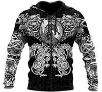 Con cappuccio di stampa 3d del drago celtico vintage per uomini, nordico di Odin Fai da te Felpa pullover personalizzata, vestito di coppia harajuku in stile punk hip-hop di strada