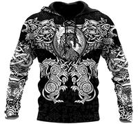 Con cappuccio di stampa 3d del drago celtico vintage per uomini, nordico di Odin Fai da te Felpa pullover personalizzata, vestito di coppia harajuku in stile punk hip-hop di strada