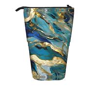 con Cerniera Astuccio per Matite Azurite Teal And Foil Gold Marble Pattern Portamatite Custodia Porta Cancelleria per Studenti Università Scolastico