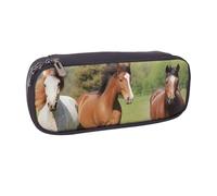 Con Cerniera Portamatite Borsa Various Kinds Of Horses Printed Porta Matite Grande Capacità Slot Matite Astuccio Per Collegio, Ragazze, Ragazzi, 20X9X4Cm