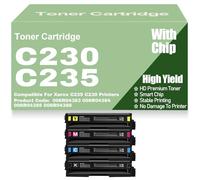 Con chip, cartucce toner compatibili C235 C230 006R04383, 006R04384, 006R04385, 006R04386, toner a colori ad alta capacità per Xerox C235 C230 Stampanti,4Pack-C230