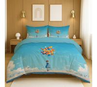 Con Chiusura A Cerniera Blu Parure Copripiumino Cartoon Luminoso Palloncino Ragazza Resistente Copripiumini per Children's Boys Girls Duvet Cover 150x200cm(59" x 79")