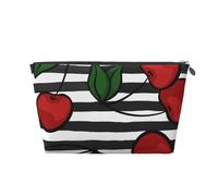 Con Ciliegia In Bianco E Nero, Borsa da toilette Borsa per trucco Borsa per cosmetici Borsa da toilette da viaggio portatile