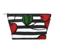 Con Ciliegia In Bianco E Nero, Borsa da toilette Borsa per trucco Borsa per cosmetici Borsa da toilette da viaggio portatile