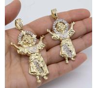 Con Ciondolo Piccolo Nino Bambino Gesù Vero 10K Giallo Oro Bianco Tutti Taglie