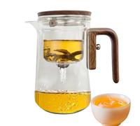 - Con colino da tè, per tè sfuso, trasparente, resistente al calore, caraffa filtrante in legno | Anti-fuoriuscita dal posto di lavoro, appartamento, casa, dormitorio,