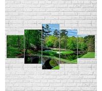 con cornice Quadri Stampa su Tela 5 Pannelli Moderni Murale Campo da golf Augusta Masters Soggiorno 5 Pezzi Semplice Pittura Poster Moderno Immagine della Parete Camera Letto Decorazione 125x60cm