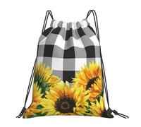 con Coulisse Borsa Coulisse Buffalo Sunflower Black And White Check Zaino da Viaggio Unisex Borsa Palestra Scuola per Donna Sport Viaggi 36X42cm