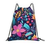con Coulisse Borsa Coulisse Colorful Flower Leaves Wildflowers Zainetto Personalizzato Sacchetto Sportivo per Yoga All'aperto Uomo 36X42cm