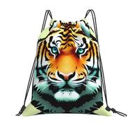 con Coulisse Coulisse Borsa da Palestra Little Fat Tiger Head Print Zaino Sportivo Fashion Sacca Sportivo per Donna Adulto Vacanze 36X42Cm