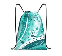 con Coulisse Coulisse Tasche Teal And White Circle, Unisex Sacca Sportiva Palestra, Personalizzato Zaino Palestras, per Nuoto Spiaggia 36X42cm