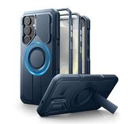 Con cover per fotocamera scorrevole integrata, protezione per lo schermo integrata, cavalletto per Samsung Galaxy S25, S25 Plus, S25 Ultra, custodia antiurto con ricarica wireless, blu navy, per Sams