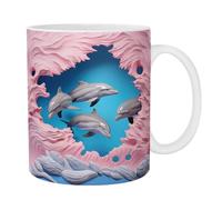 con delfino 3D, simpatica dipinta piatta in 3D, decorazione in ceramica con delfino, per donne e uomini, regalo per vacanze e compleanno