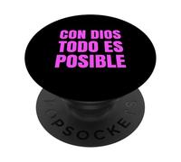 Con Dios Todo Es Posible Bibia Español Spagnolo Rosa Catolica PopSockets PopGrip Adesivo