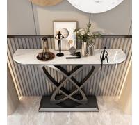 Con esclusiva base in metallo,tavolino da salotto rettangolare,Consolle creativa Rock Board, moderna e semplice, con vista finale sulla parete dell'ingresso, del corridoio e del soggiorno.(D,100cm/39.
