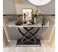 Con esclusiva base in metallo,tavolino da salotto rettangolare,Consolle creativa Rock Board, moderna e semplice, con vista finale sulla parete dell'ingresso, del corridoio e del soggiorno.(E,100cm/39.