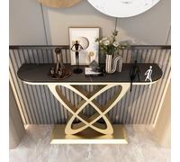 Con esclusiva base in metallo,tavolino da salotto rettangolare,Consolle creativa Rock Board, moderna e semplice, con vista finale sulla parete dell'ingresso, del corridoio e del soggiorno.(C,100cm/39.