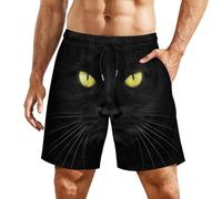 con Fodera A Rete Pantaloncini Corti da Bagnos Cat Black Close-Up Print Swim Shorts Uomo Casuale Pantaloncini da Spiaggia per Piscina Surf Vacanza XL