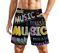 con Fodera A Rete Pantaloncini Corti da Bagnos Music Print Costumi da Bagnos Uomo Asciugatura Rapida Pantaloncini da Spiaggia per Nuoto Vacanza Piscina L