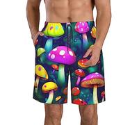con Fodera A Rete Pantaloncini da Spiaggia Bright Mushrooms Art Print Pantaloncino Uomo Stampato Pantaloncini Sportivi per Surf Vacanza Nuoto M