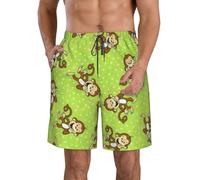 con Fodera A Rete Pantaloncini Spiaggia Green Clever Monkey Print Calzoncini da Nuotata Uomo Regolabile Surf Pantaloncini per Nuoto Piscina Vacanza XL