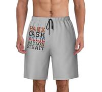 con Fodera A Rete Surf Pantaloncini Cash Hank Willie Waylon Calzoncini da Beach Uomo Stampato Pantaloncini da Spiaggia per Surf Vacanza Piscina M