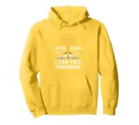con Gesù Posso Affrontare Il Domani La Vita è Spaventosa La Fede Cristiana Felpa con Cappuccio, Unisex per Adulti, Limone, XL