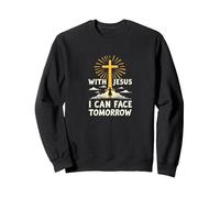 con Gesù Posso Affrontare Il Domani La Vita è Spaventosa La Fede Cristiana Felpa, Unisex per Adulti, Nero, XL