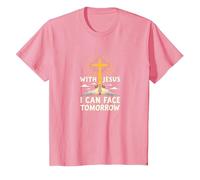 con Gesù Posso Affrontare Il Domani La Vita è Spaventosa La Fede Cristiana Maglietta, Bambini, Rosa, 10 Anni