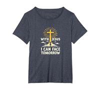 con Gesù Posso Affrontare Il Domani La Vita è Spaventosa La Fede Cristiana Maglietta, Donna Plus-Size, Pervinca, 3X