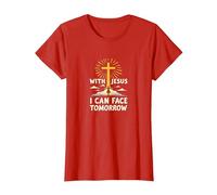 con Gesù Posso Affrontare Il Domani La Vita è Spaventosa La Fede Cristiana Maglietta, Donna, Rosso, M