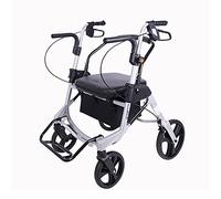 Con il deambulatore Seat Rollator, Deambulatore a quattro ruote for anziani con sedile, poggiapiedi, cestino portaoggetti, freni, verde