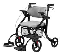 Con il deambulatore Seat Rollator, Deambulatore pieghevole con freno di seduta, schienale, braccioli, grande borsa portaoggetti, carrello della spesa multiuso