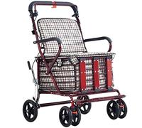 Con il deambulatore Seat Rollator, Deambulatore pieghevole con sedile, schienale, maniglia e borsa for la spesa for anziani. Carrello della spesa multiuso.